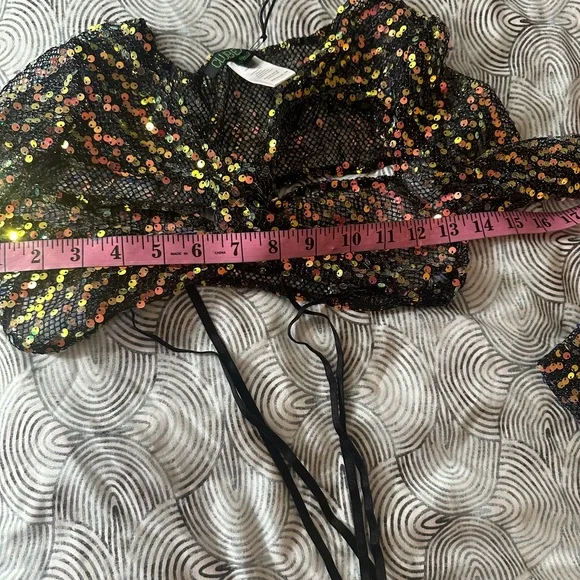 Dolls Kill Sequin Mesh Crop Top - Multicolor - Picture 14 of 15